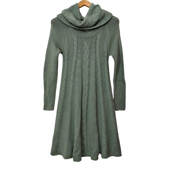 Autumn Cashmere/Merino Cable Knit Cowl Neck‎ Dazzle Sweater Dress - Picture 1 of 4